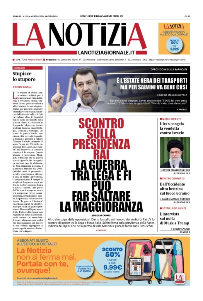 Prima-pagina-la-notizia-giornale-edizione-del-2024-08-14