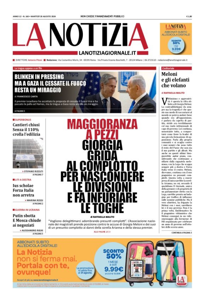 Prima-pagina-la-notizia-giornale-edizione-del-2024-08-20