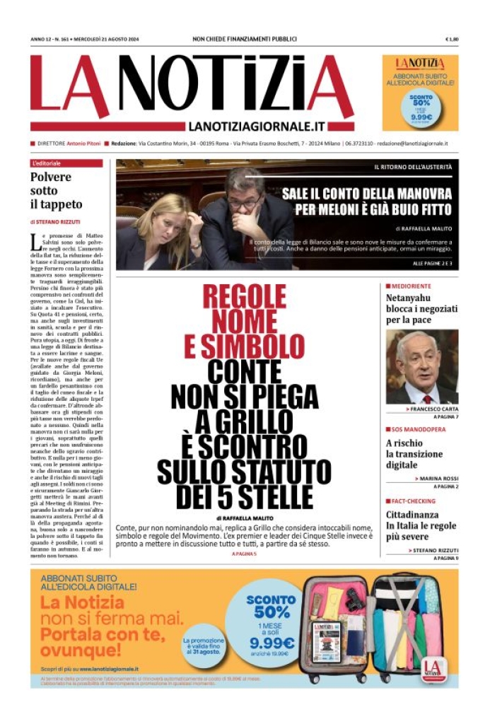 Prima-pagina-la-notizia-giornale-edizione-del-2024-08-21