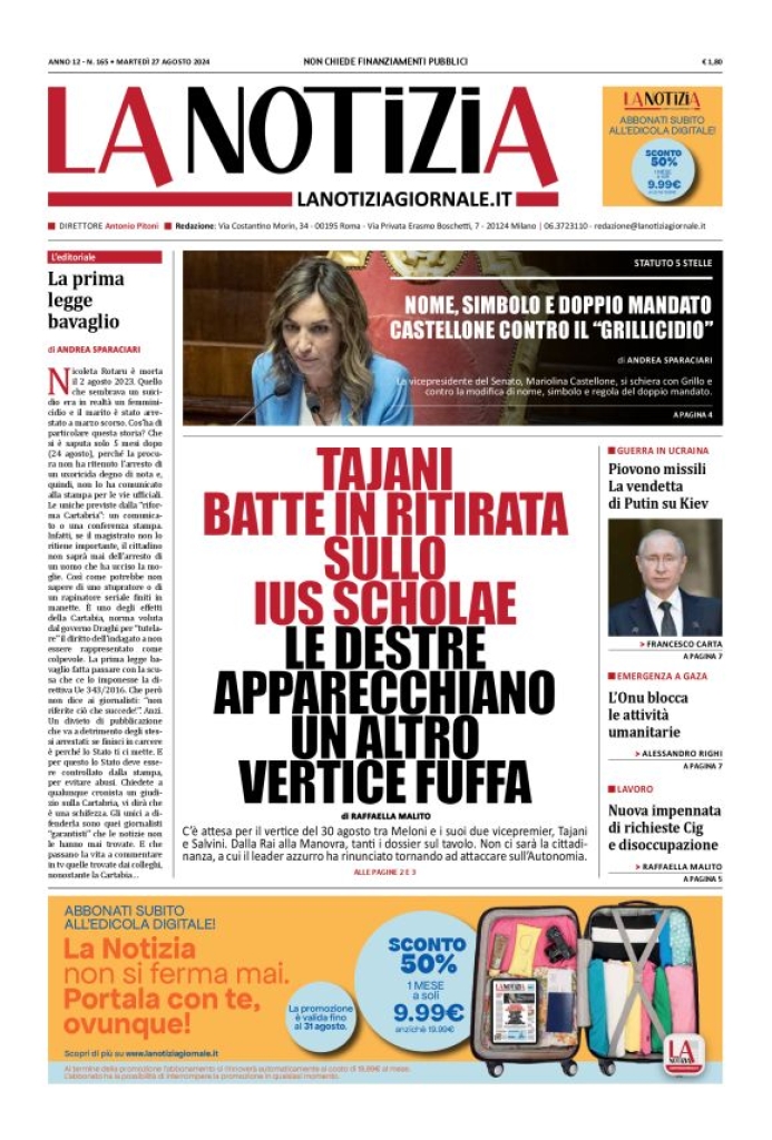 Prima-pagina-la-notizia-giornale-edizione-del-2024-08-27