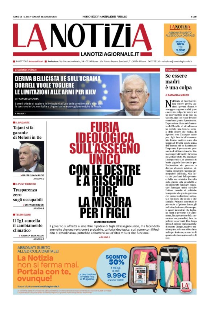 Prima-pagina-la-notizia-giornale-edizione-del-2024-08-30