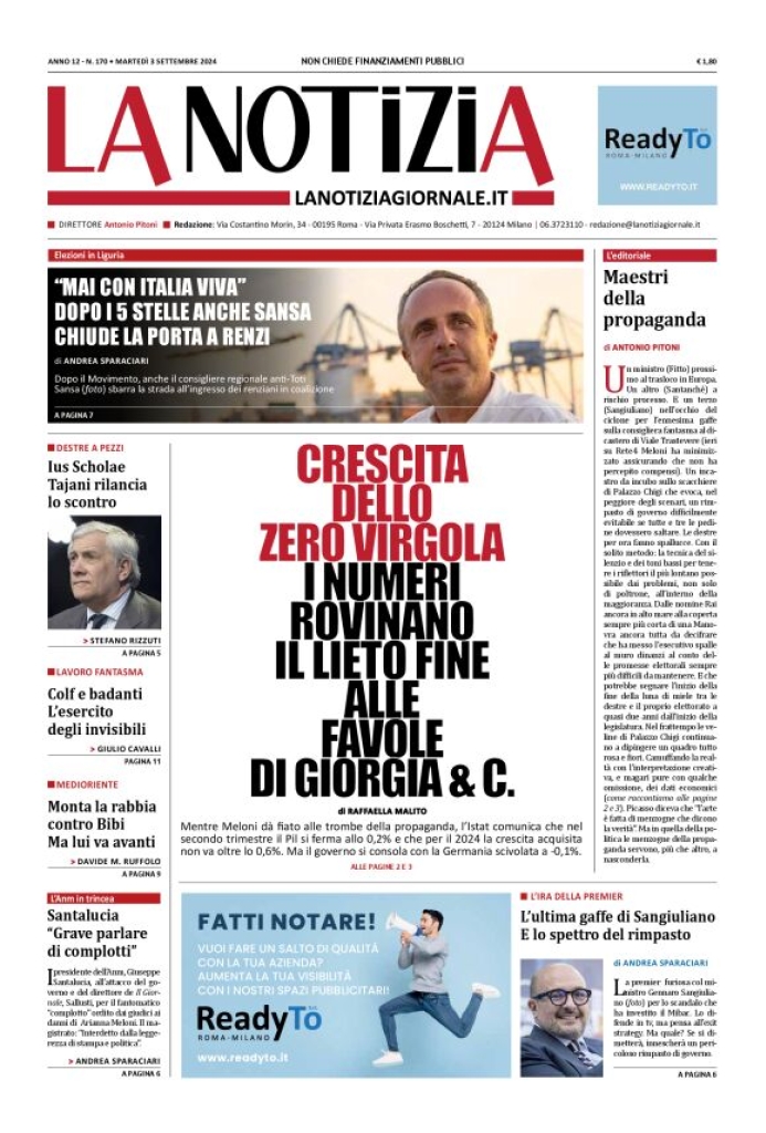 Prima-pagina-la-notizia-giornale-edizione-del-2024-09-03