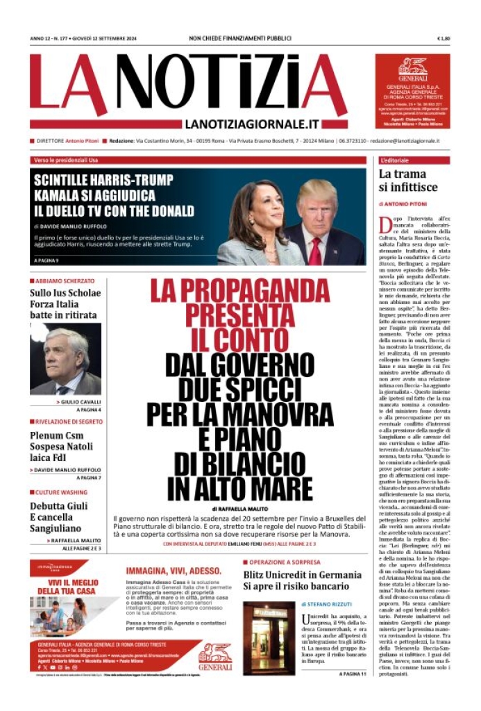 Prima-pagina-la-notizia-giornale-edizione-del-2024-09-12