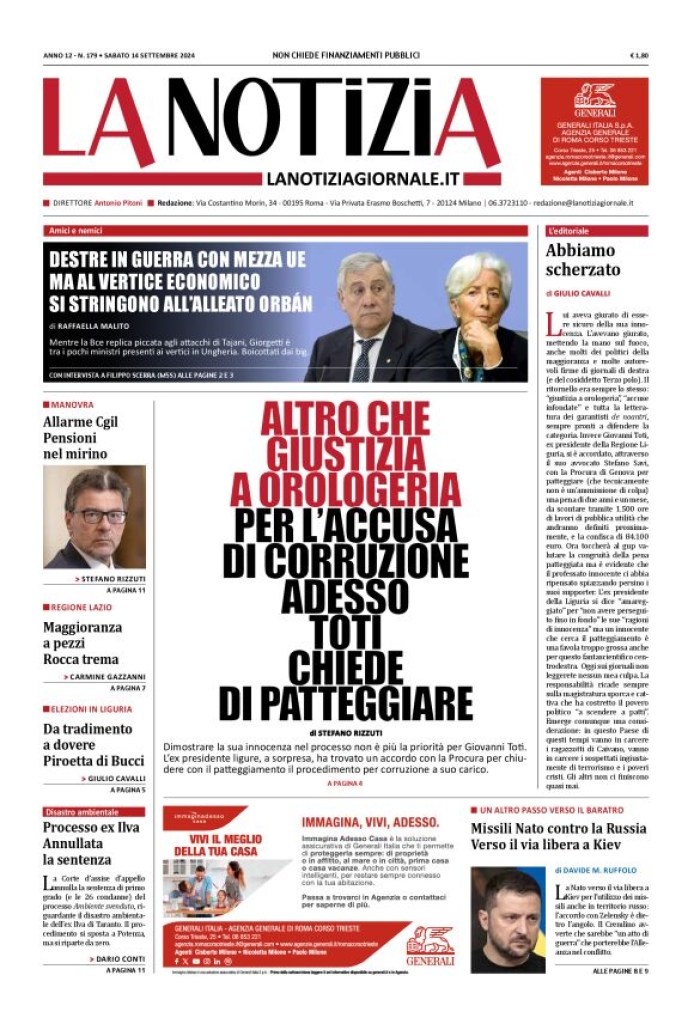 Prima-pagina-la-notizia-giornale-edizione-del-2024-09-14