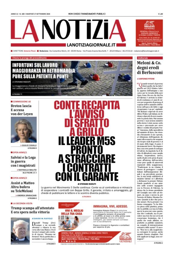 Prima-pagina-la-notizia-giornale-edizione-del-2024-09-17