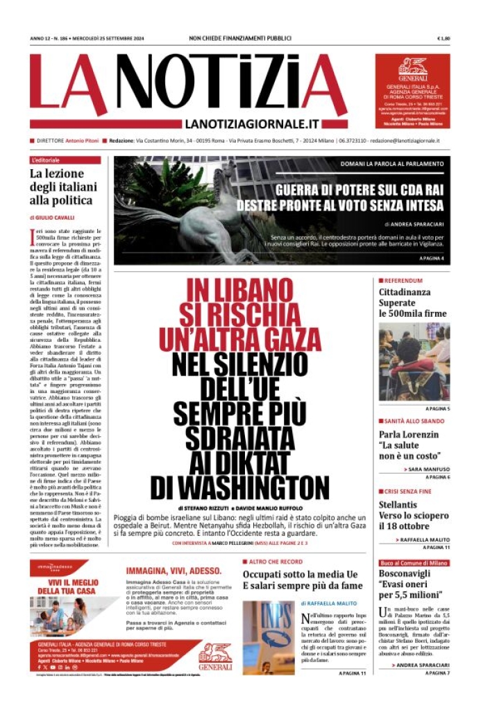 Prima-pagina-la-notizia-giornale-edizione-del-2024-09-25