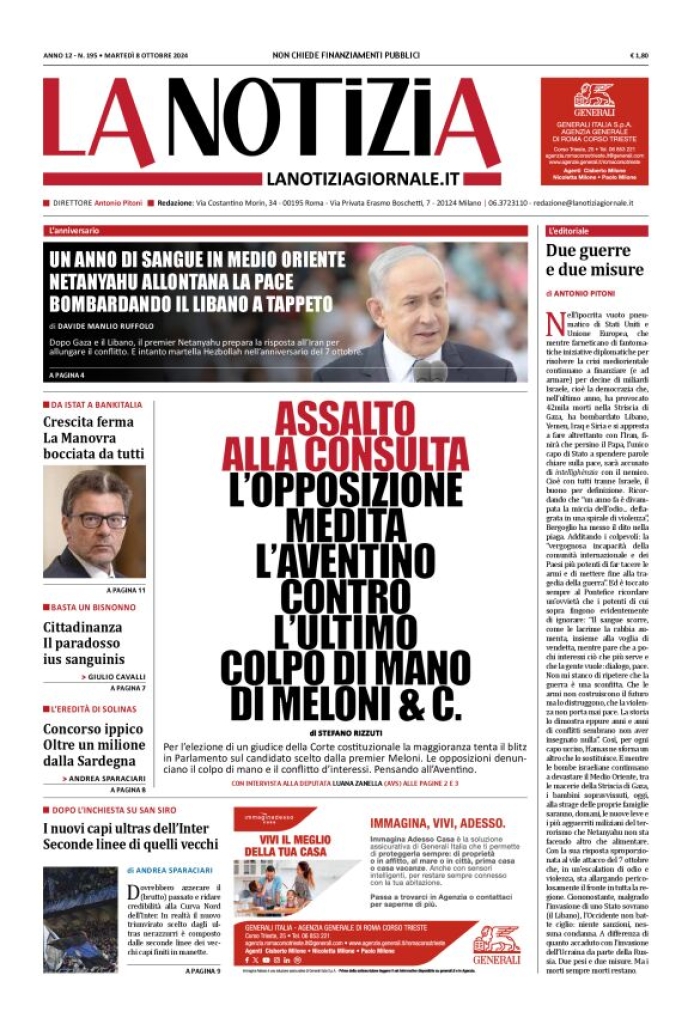 Prima-pagina-la-notizia-giornale-edizione-del-2024-10-08