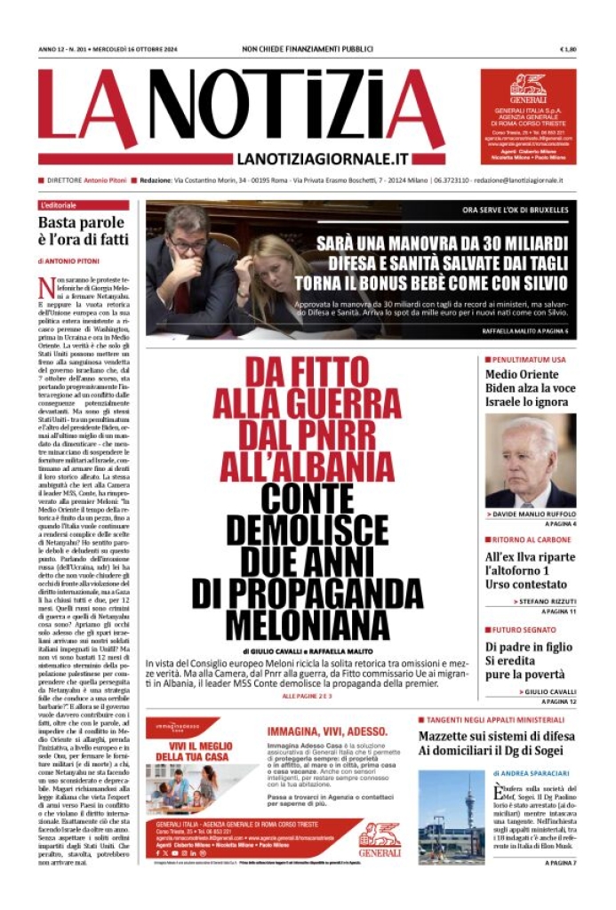 Prima-pagina-la-notizia-giornale-edizione-del-2024-10-16