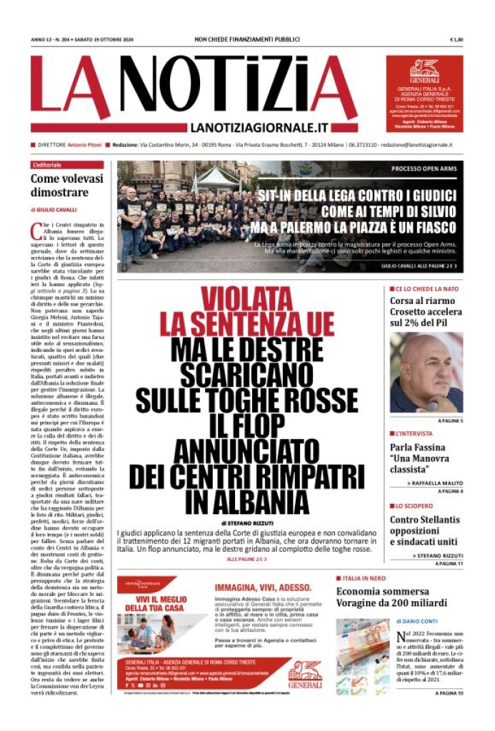 Prima-pagina-la-notizia-giornale-edizione-del-2024-10-19