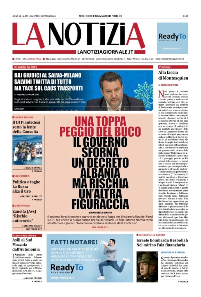 Prima-pagina-la-notizia-giornale-edizione-del-2024-10-22