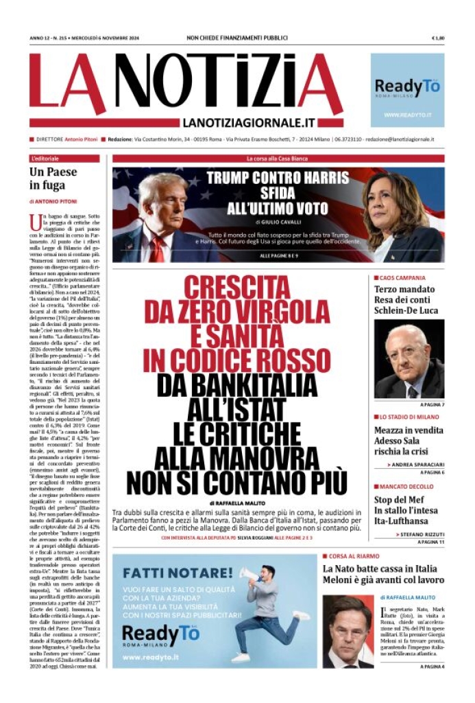 Prima-pagina-la-notizia-giornale-edizione-del-2024-11-06