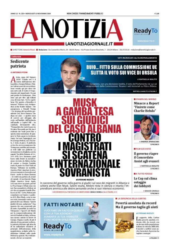 Prima-pagina-la-notizia-giornale-edizione-del-2024-11-13