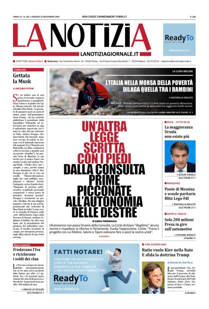 Prima-pagina-la-notizia-giornale-edizione-del-2024-11-15