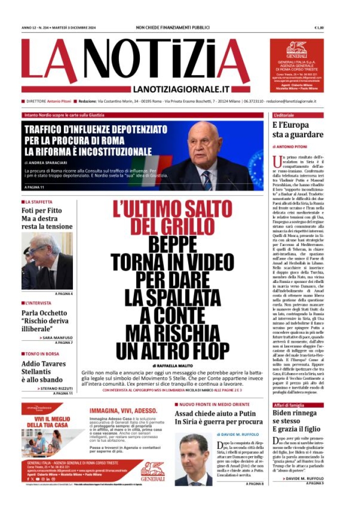 Prima-pagina-la-notizia-giornale-edizione-del-2024-12-03