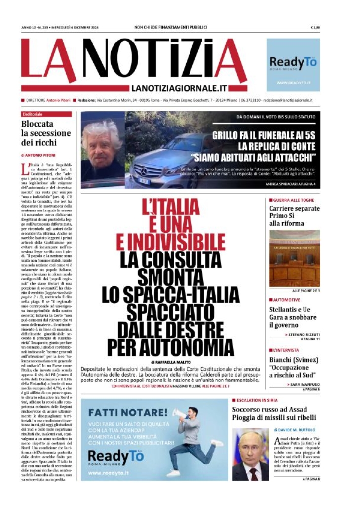 Prima-pagina-la-notizia-giornale-edizione-del-2024-12-04