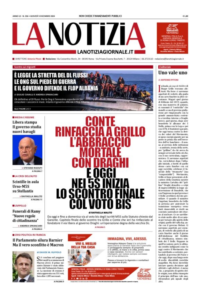 Prima-pagina-la-notizia-giornale-edizione-del-2024-12-05