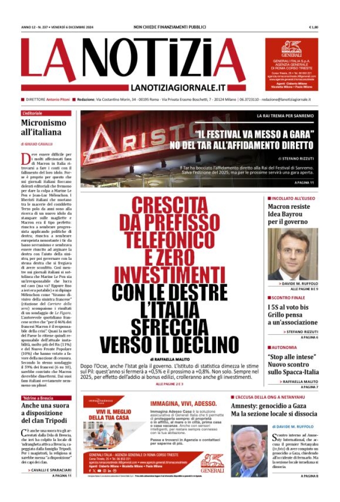 Prima-pagina-la-notizia-giornale-edizione-del-2024-12-06