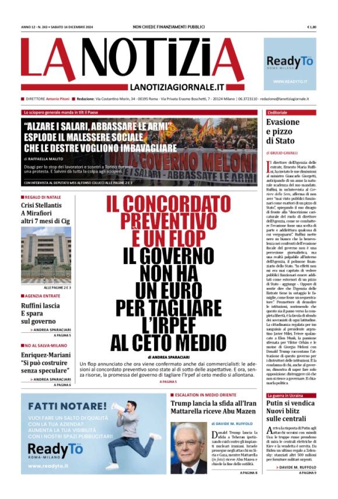 Prima-pagina-la-notizia-giornale-edizione-del-2024-12-14