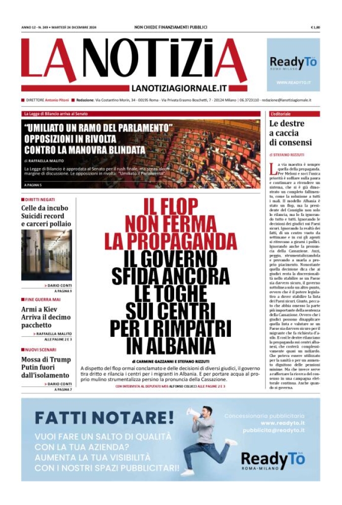 Prima-pagina-la-notizia-giornale-edizione-del-2024-12-24