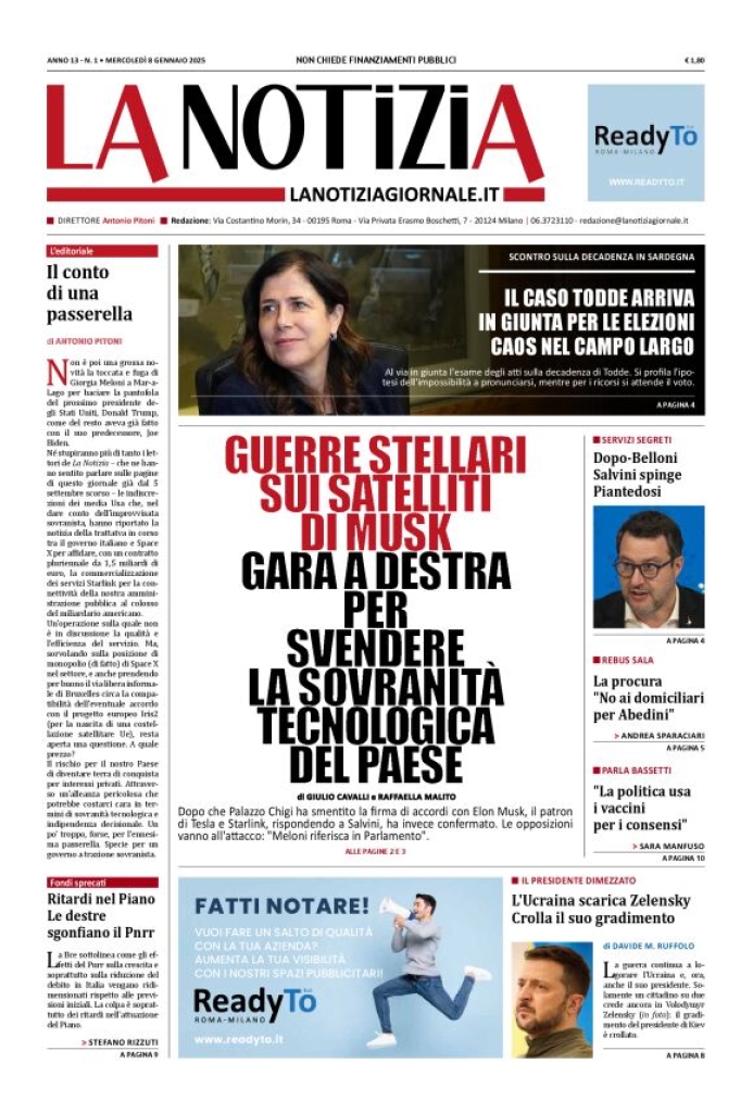 Prima-pagina-la-notizia-giornale-edizione-del-2025-01-08