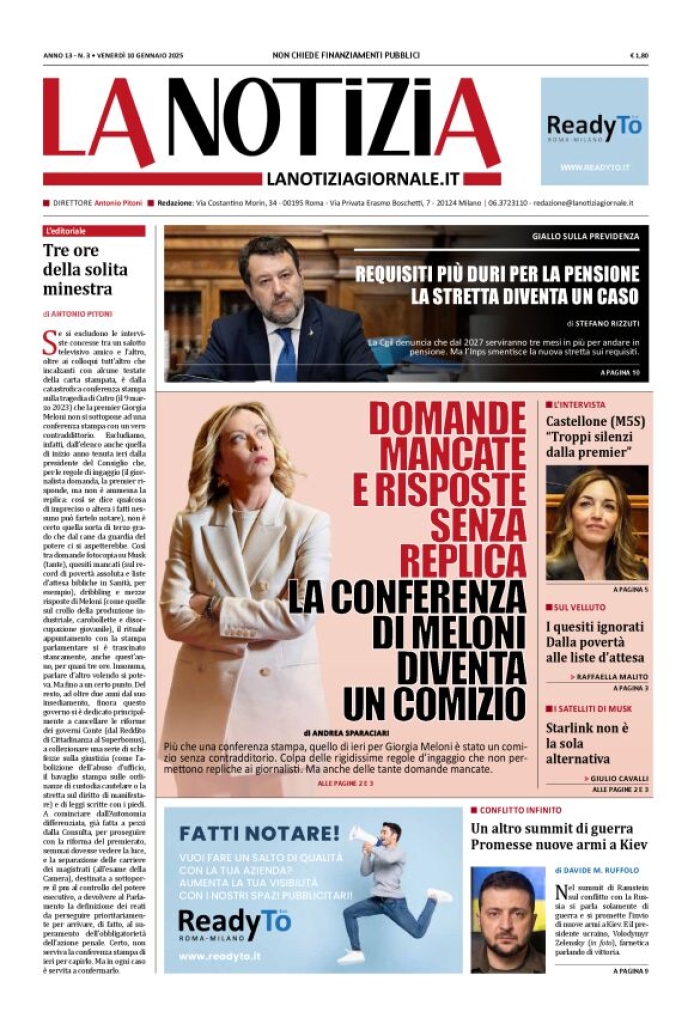 Prima-pagina-la-notizia-giornale-edizione-del-2025-01-10