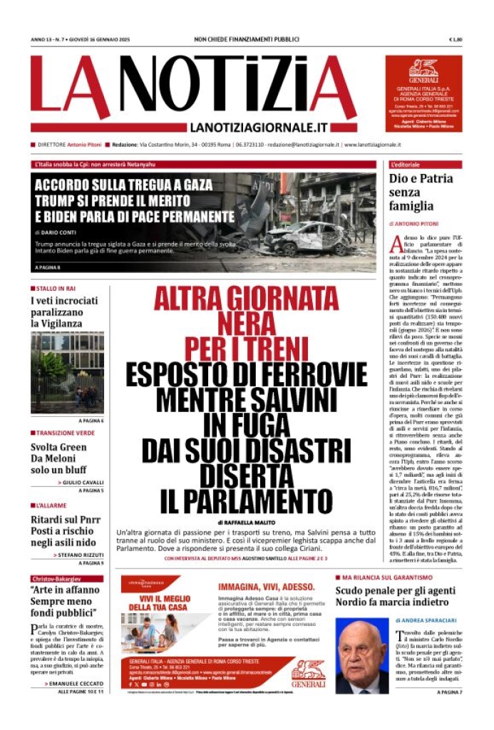 Prima-pagina-la-notizia-giornale-edizione-del-2025-01-16