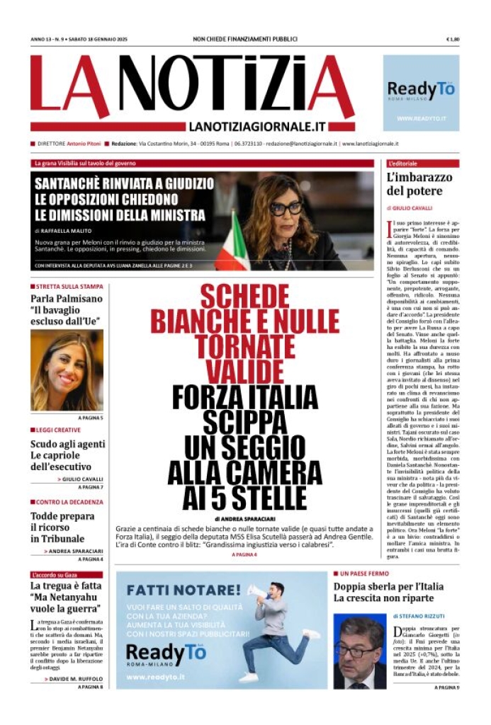 Prima-pagina-la-notizia-giornale-edizione-del-2025-01-18