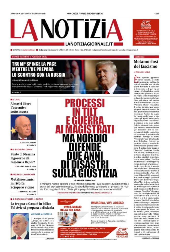 Prima-pagina-la-notizia-giornale-edizione-del-2025-01-23