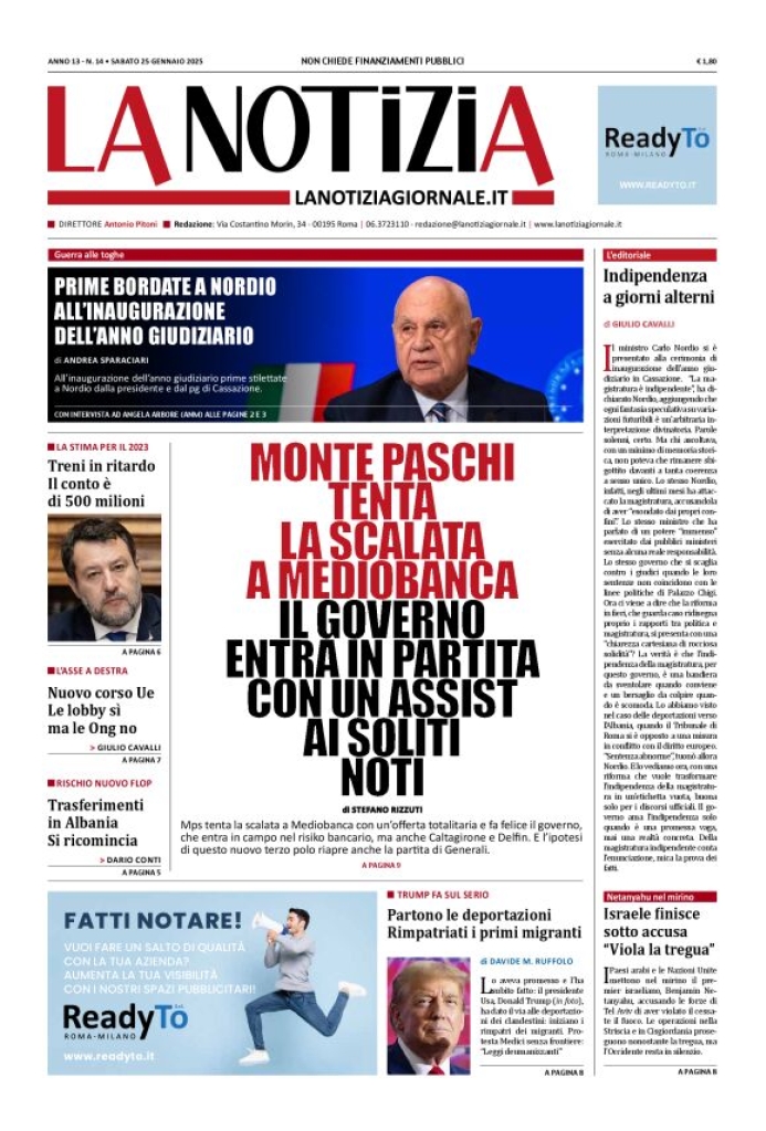 Prima-pagina-la-notizia-giornale-edizione-del-2025-01-25