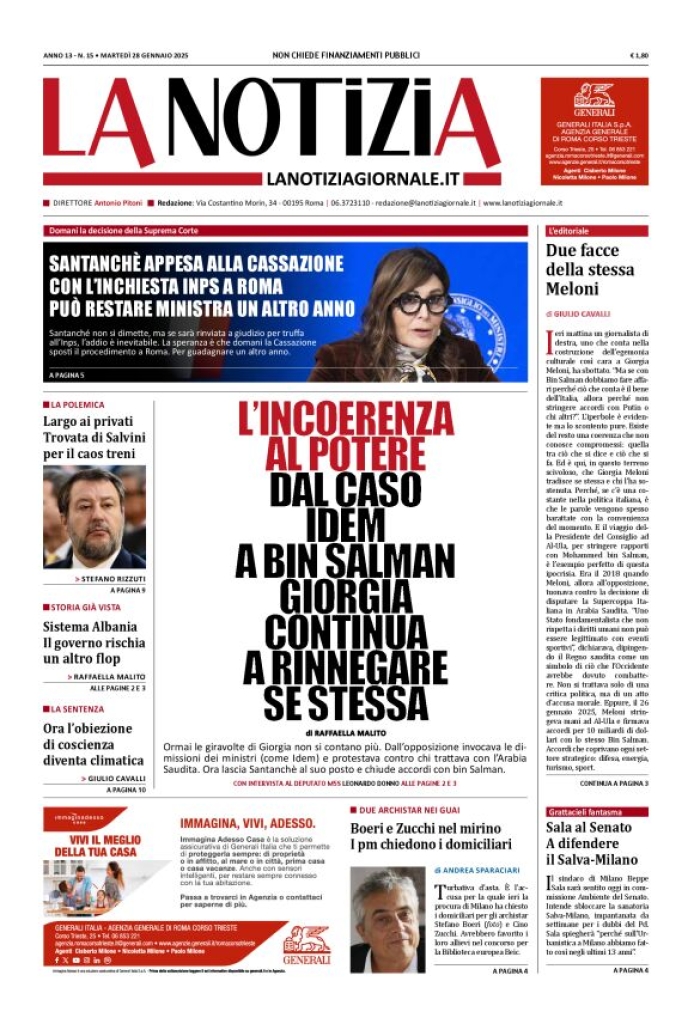 Prima-pagina-la-notizia-giornale-edizione-del-2025-01-28