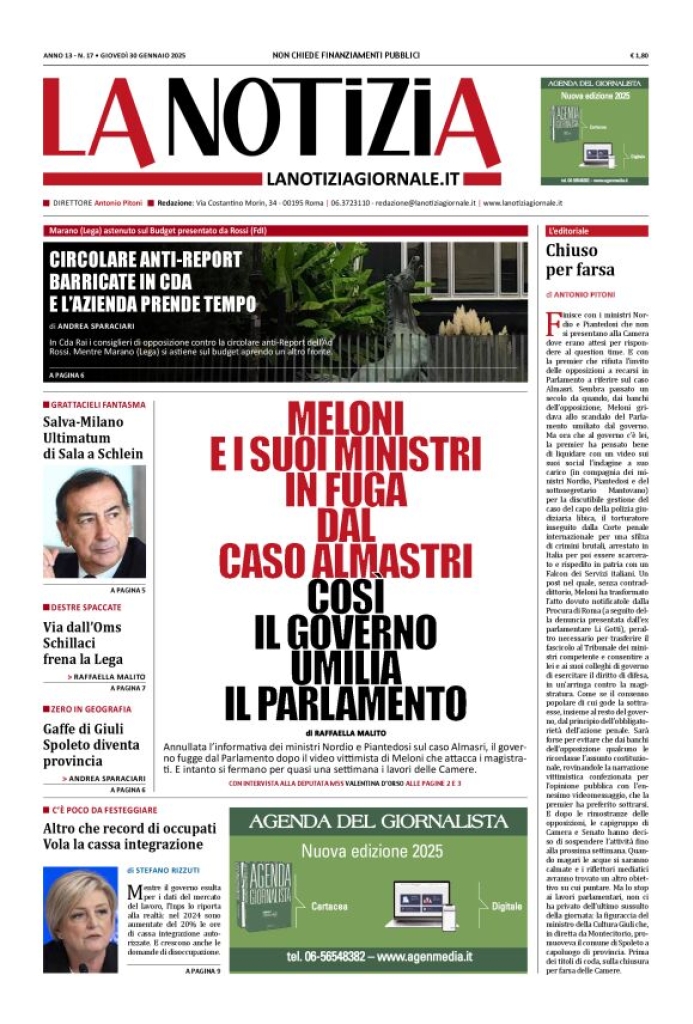 Prima-pagina-la-notizia-giornale-edizione-del-2025-01-30