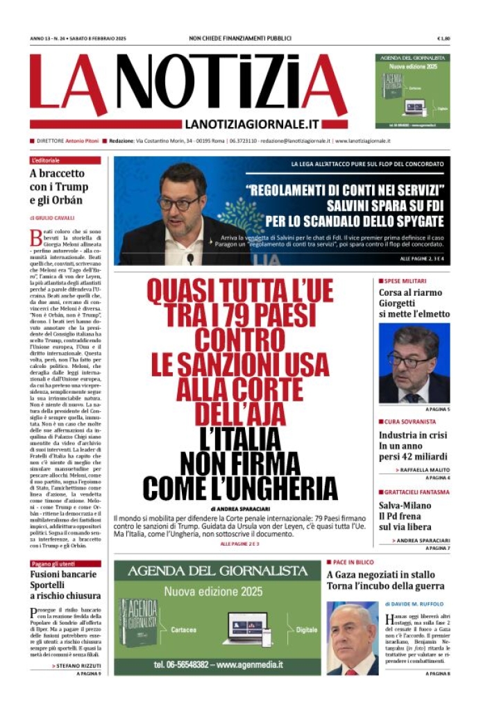 Prima-pagina-la-notizia-giornale-edizione-del-2025-02-08