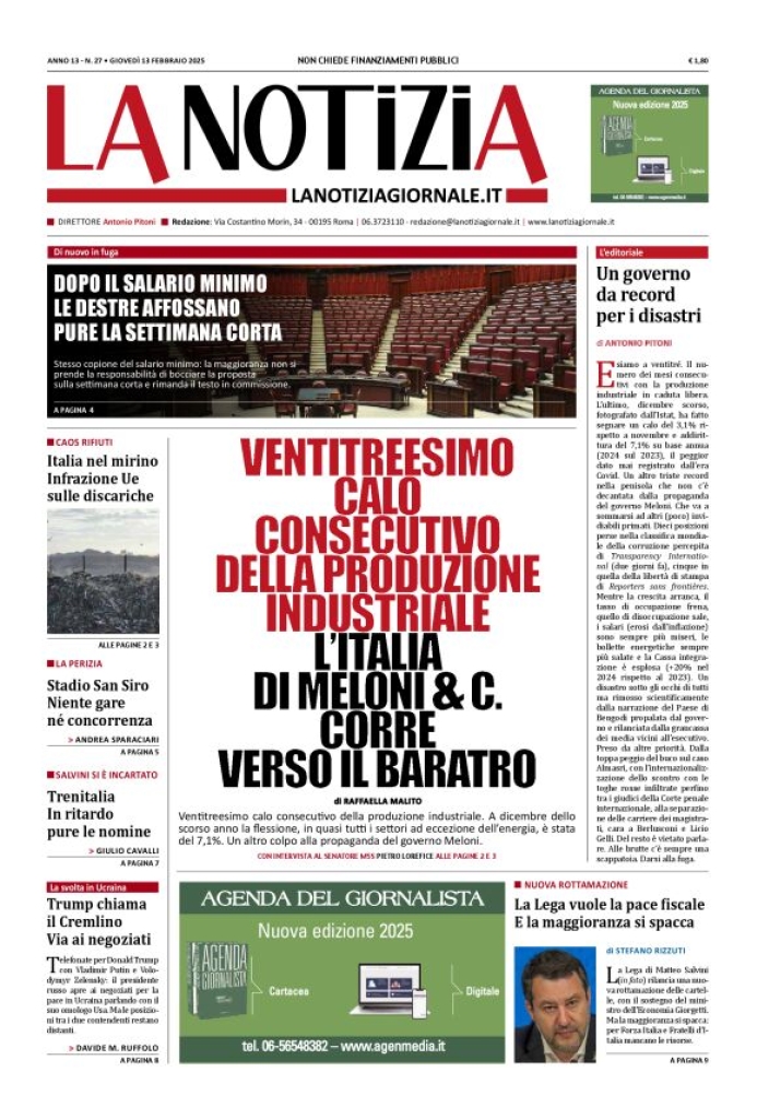 Prima-pagina-la-notizia-giornale-edizione-del-2025-02-13