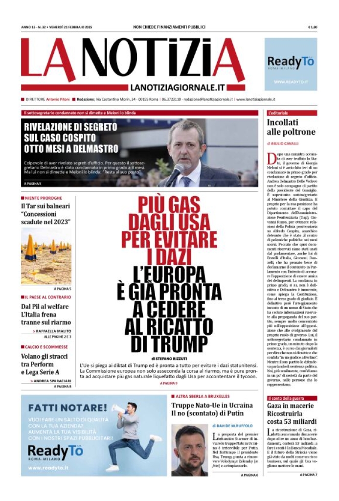 Prima-pagina-la-notizia-giornale-edizione-del-2025-02-21