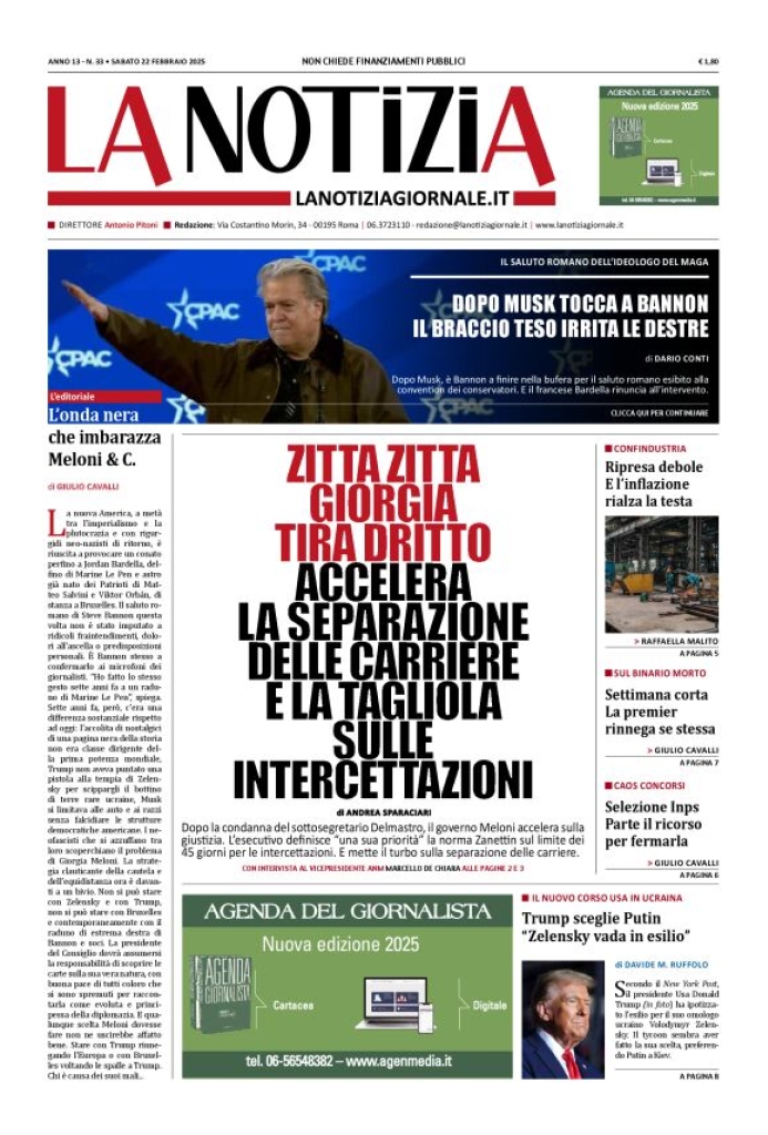 Prima-pagina-la-notizia-giornale-edizione-del-2025-02-22