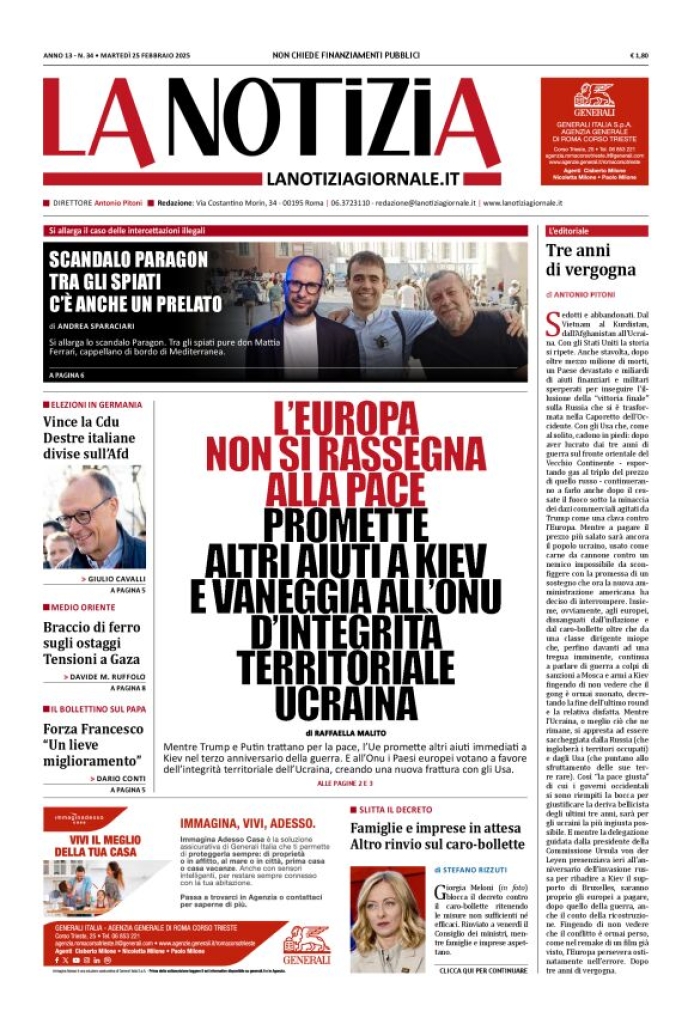 Prima-pagina-la-notizia-giornale-edizione-del-2025-02-25