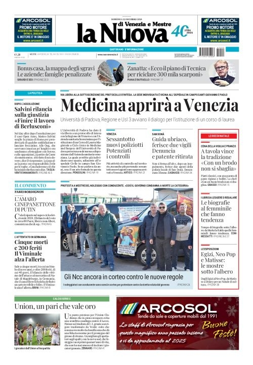 Prima-pagina-la_nuova_di_venezia_e_mestre-edizione-di-oggi-2024-12-22