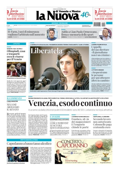 Prima-pagina-la_nuova_di_venezia_e_mestre-edizione-di-oggi-2024-12-28