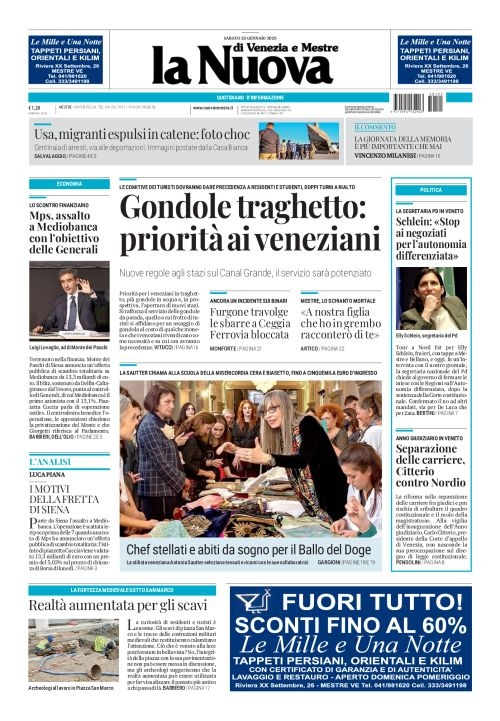 Prima-pagina-la_nuova_di_venezia_e_mestre-edizione-di-oggi-2025-01-25