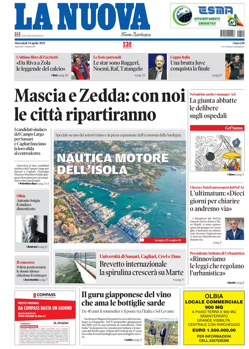 Prima-pagina-la-nuova-sardegna-oggi-oggi-edizione-del-2024-04-24