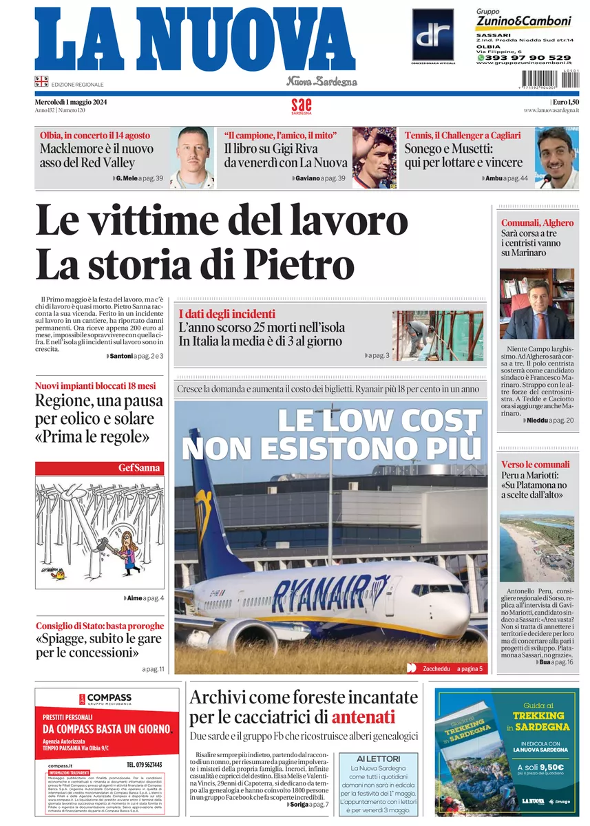 Prima-pagina-la-nuova-sardegna-oggi-oggi-edizione-del-2024-05-01