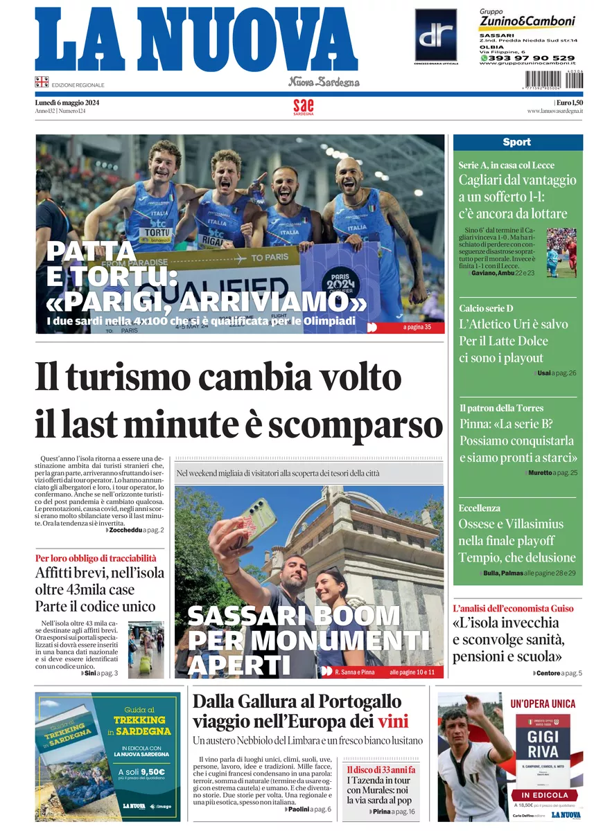 Prima-pagina-la-nuova-sardegna-oggi-oggi-edizione-del-2024-05-06