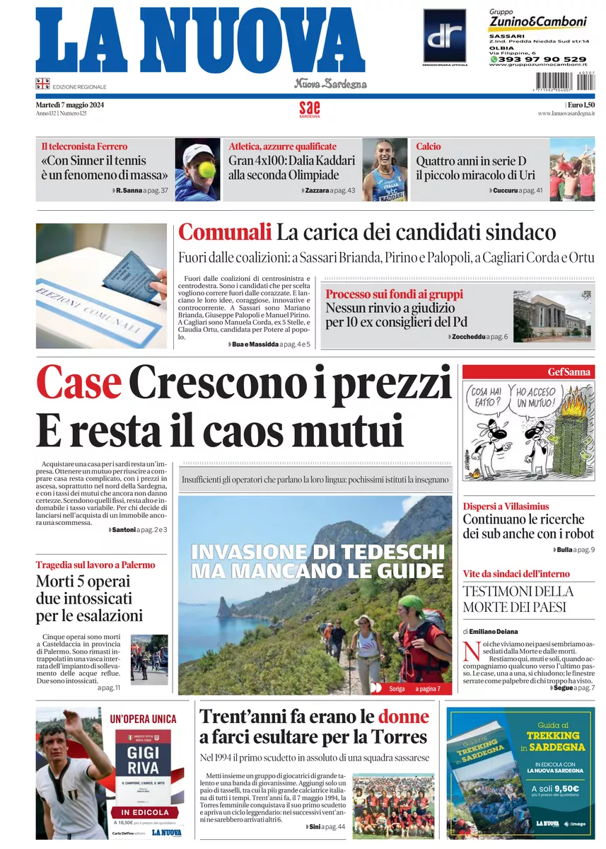 Prima-pagina-la-nuova-sardegna-oggi-oggi-edizione-del-2024-05-07