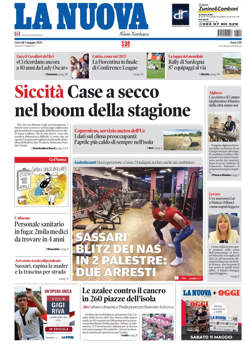 Prima-pagina-la-nuova-sardegna-oggi-oggi-edizione-del-2024-05-09