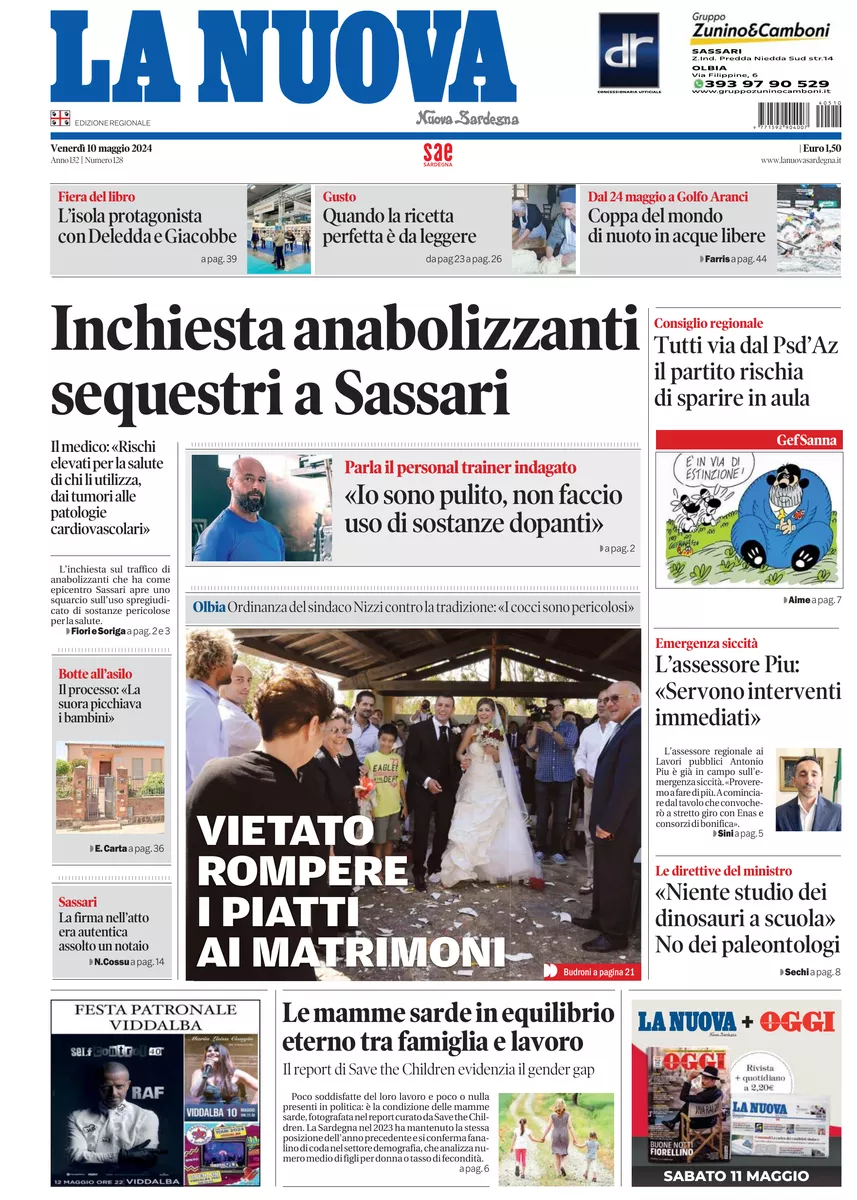 Prima-pagina-la-nuova-sardegna-oggi-oggi-edizione-del-2024-05-10