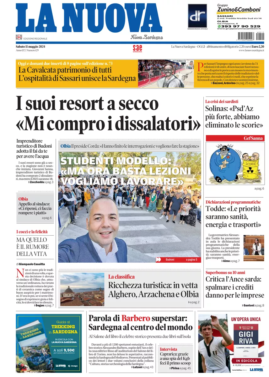 Prima-pagina-la-nuova-sardegna-oggi-oggi-edizione-del-2024-05-11