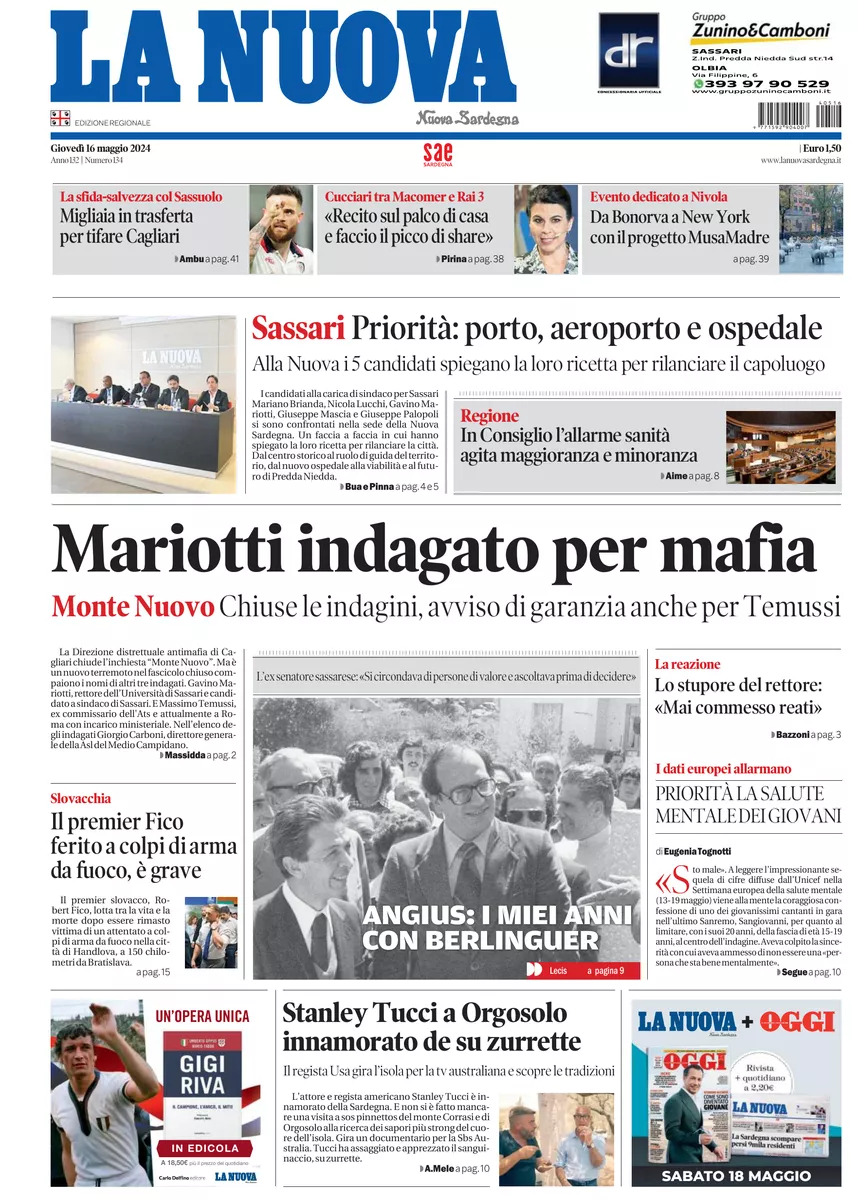 Prima-pagina-la-nuova-sardegna-oggi-oggi-edizione-del-2024-05-16