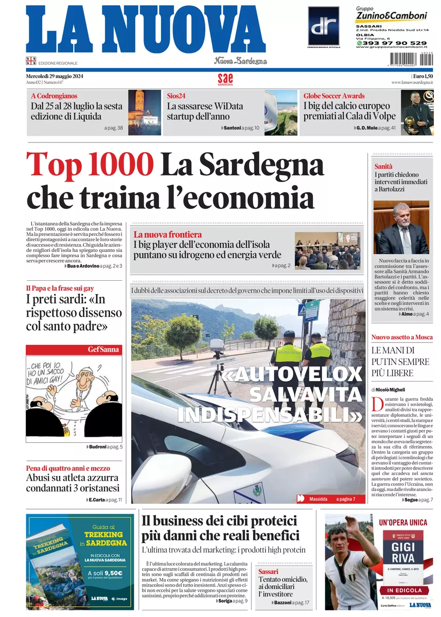 Prima-pagina-la-nuova-sardegna-oggi-oggi-edizione-del-2024-05-29