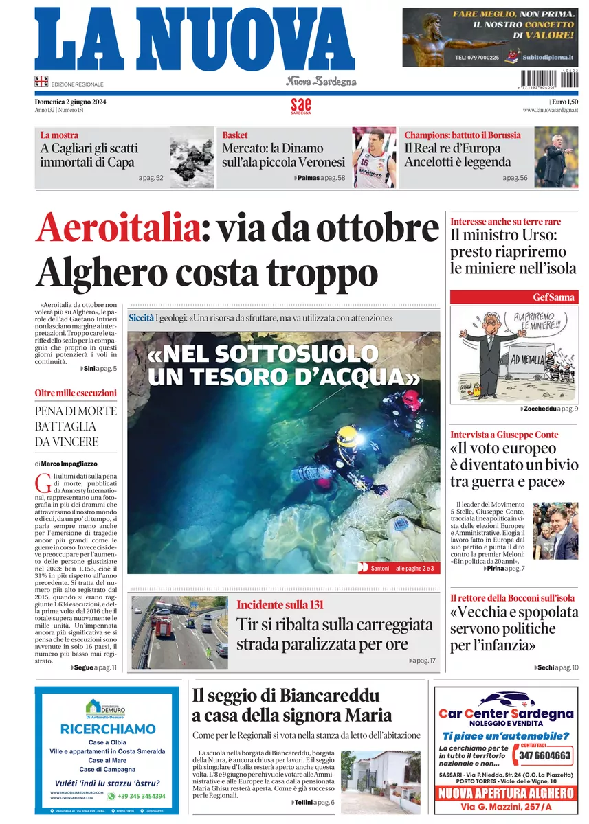 Prima-pagina-la-nuova-sardegna-oggi-oggi-edizione-del-2024-06-02