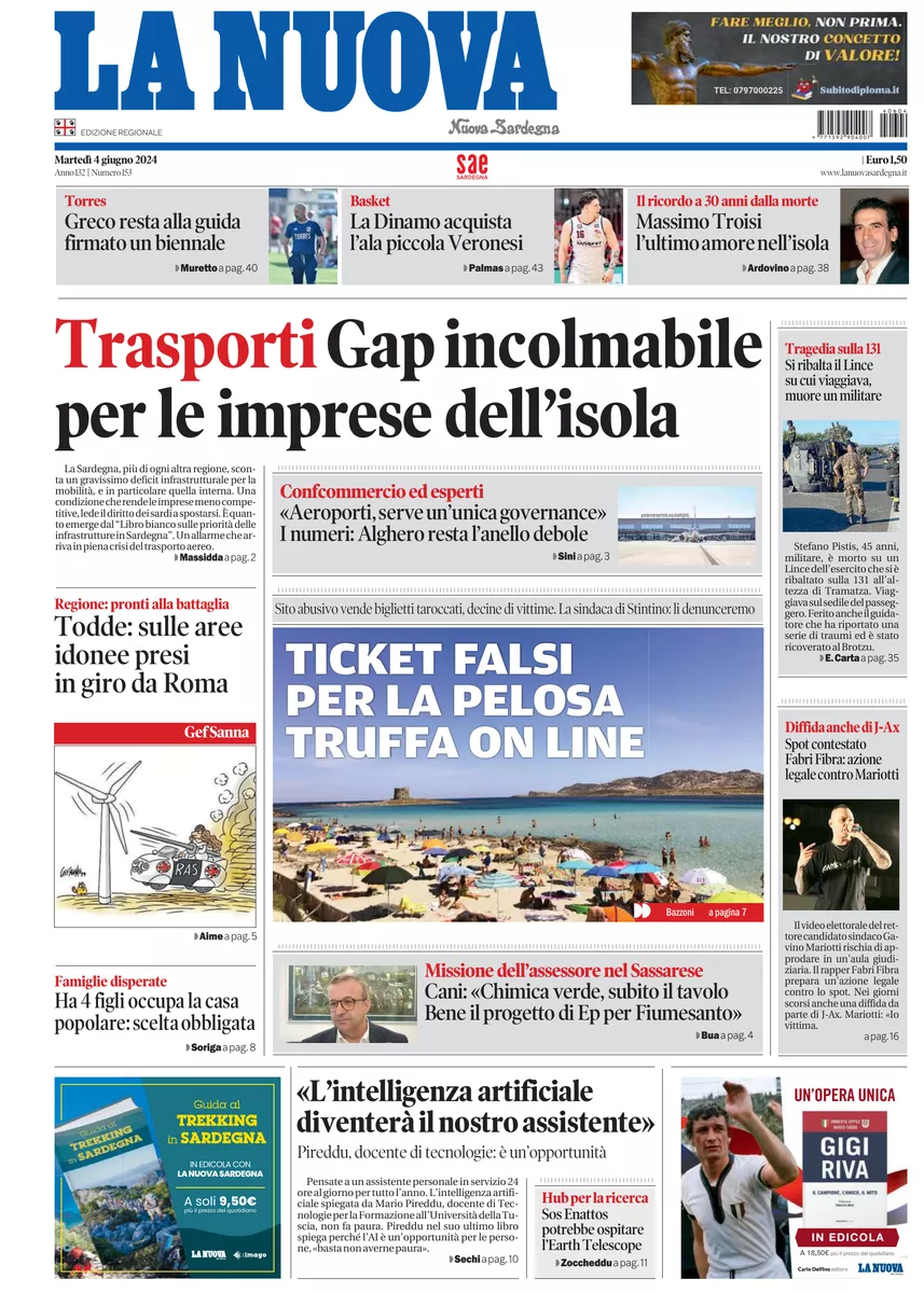 Prima-pagina-la-nuova-sardegna-oggi-oggi-edizione-del-2024-06-04